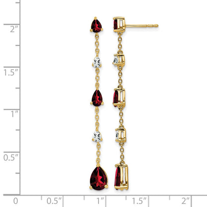 14K Gelbgold Ohrhänger mit Granat und Weißem Topas