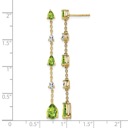 14K Gelbgold Peridot- und Weißtopas-Ohrhänger
