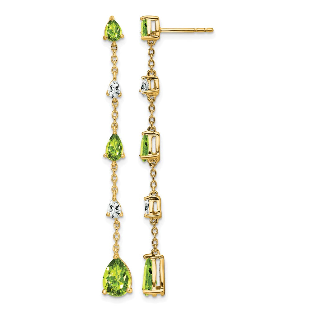 14K Gelbgold Peridot- und Weißtopas-Ohrhänger