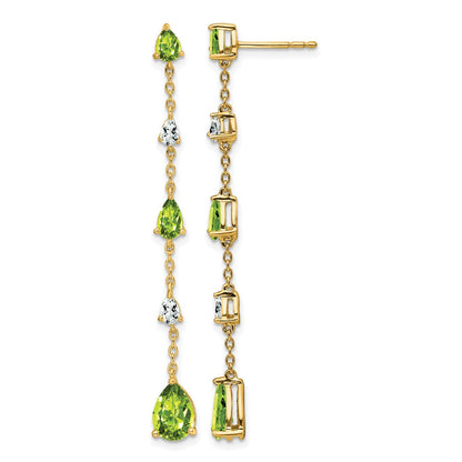 14K Gelbgold Peridot- und Weißtopas-Ohrhänger