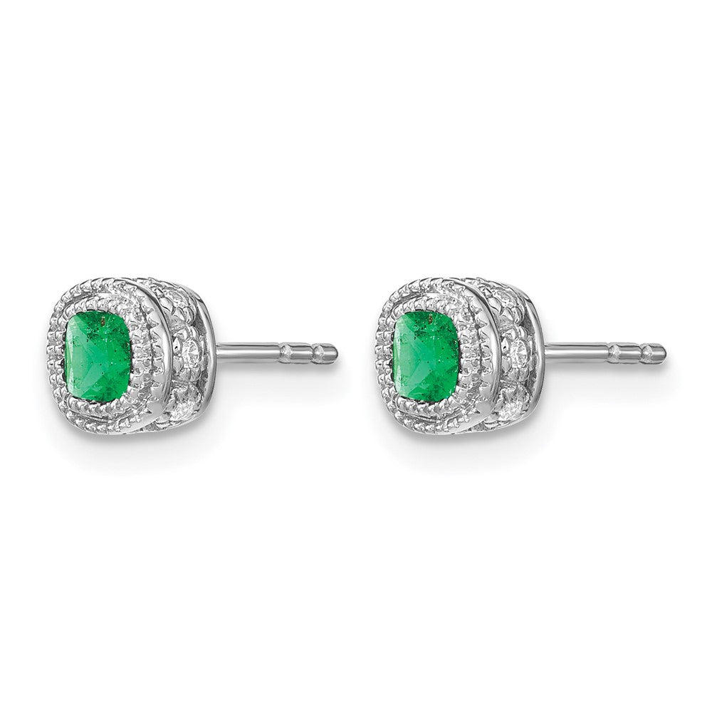 10K Weißgold Smaragd und Diamant Ohrringe