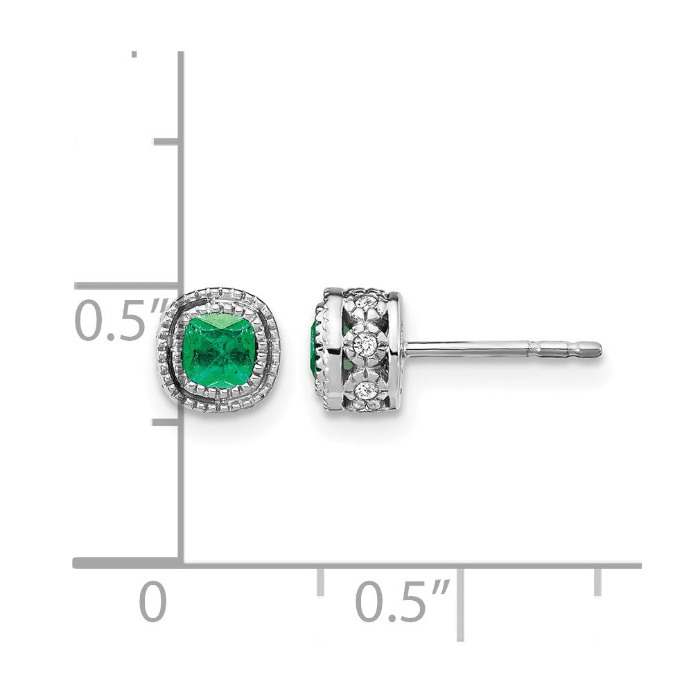 10K Weißgold Smaragd und Diamant Ohrringe