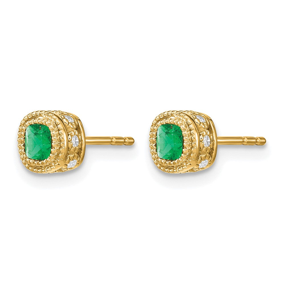 10K Gelbgold Smaragd und Diamant Ohrringe