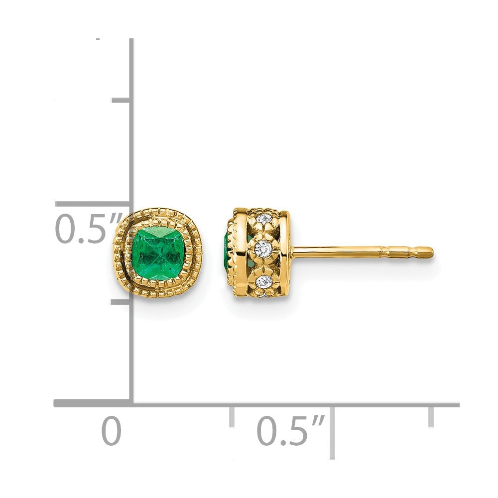 10K Gelbgold Smaragd und Diamant Ohrringe
