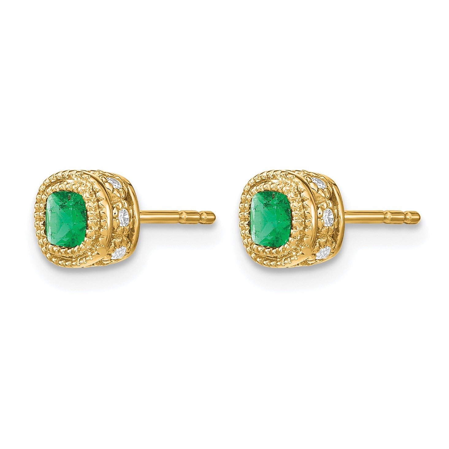 14K Gelbgold Ohrringe mit Smaragd und echten Diamanten