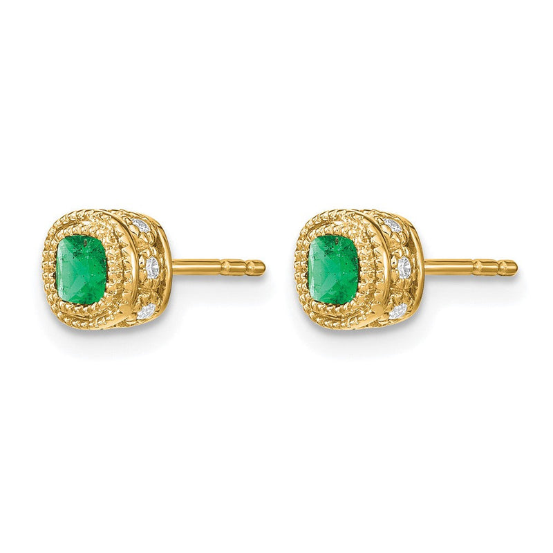 14K Gelbgold Ohrringe mit Smaragd und echten Diamanten