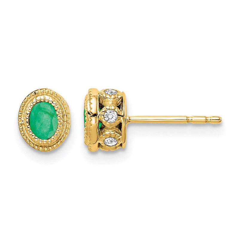 14K Gelbgold Ohrringe mit Smaragd und echten Diamanten