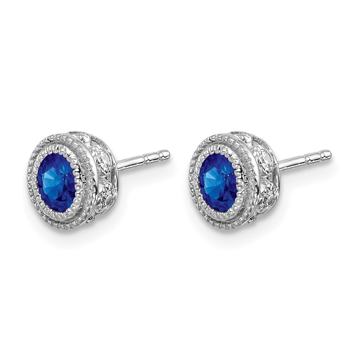 Ohrringe aus 14K Weißgold mit Saphir und echten Diamanten