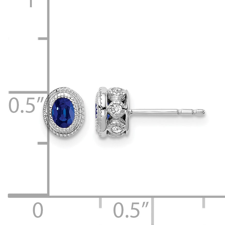 Ohrringe aus 14K Weißgold mit Saphir und echten Diamanten