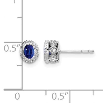 Ohrringe aus 14K Weißgold mit Saphir und echten Diamanten