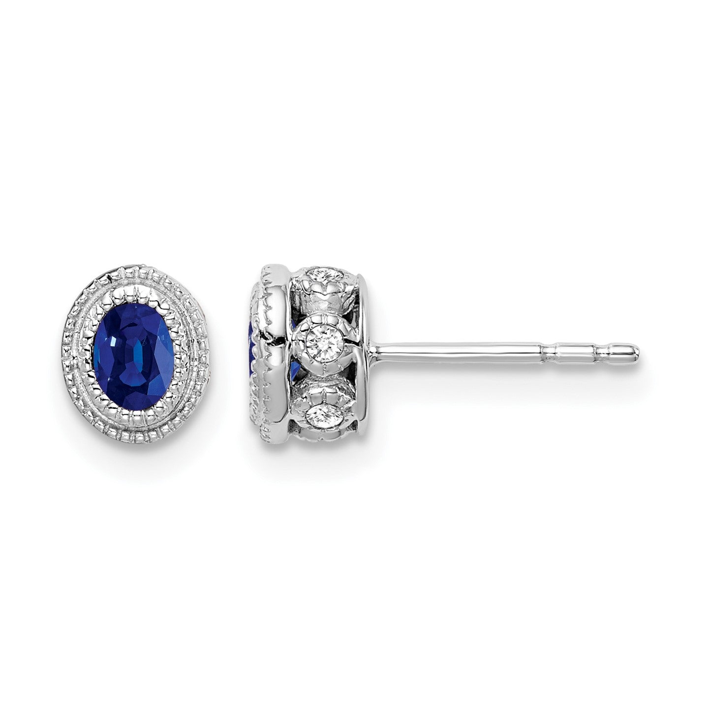 Ohrringe aus 14K Weißgold mit Saphir und echten Diamanten