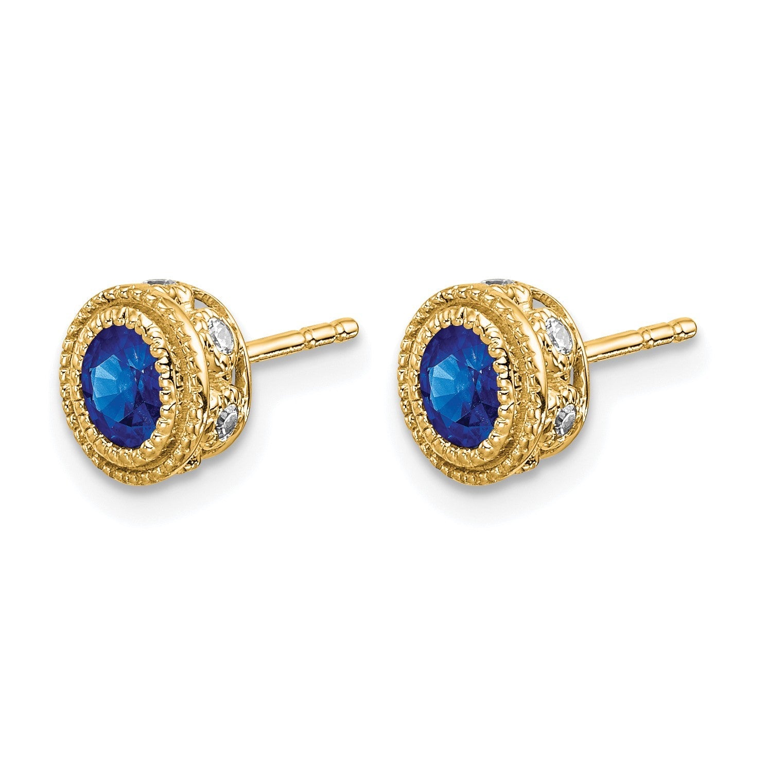 14K Gelbgold Ohrringe mit Saphir und echten Diamanten