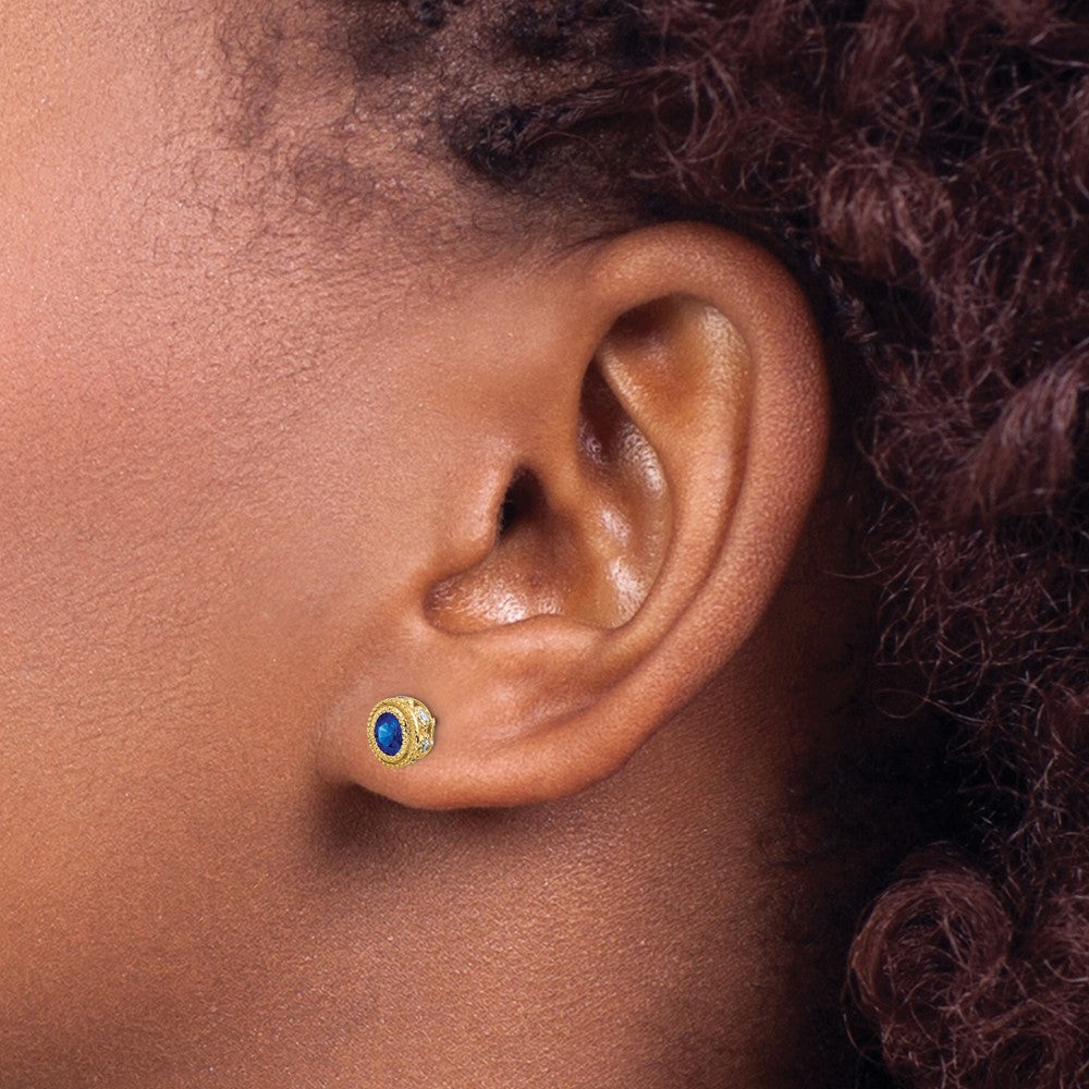 14K Gelbgold Ohrringe mit Saphir und echten Diamanten