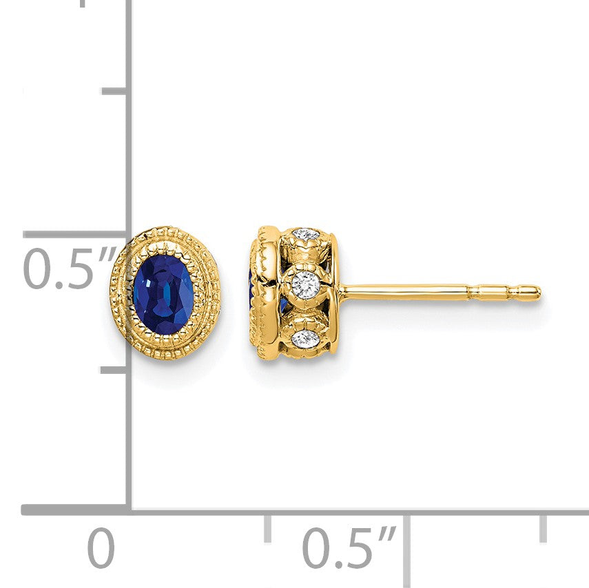 14K Gelbgold Ohrringe mit Saphir und echten Diamanten