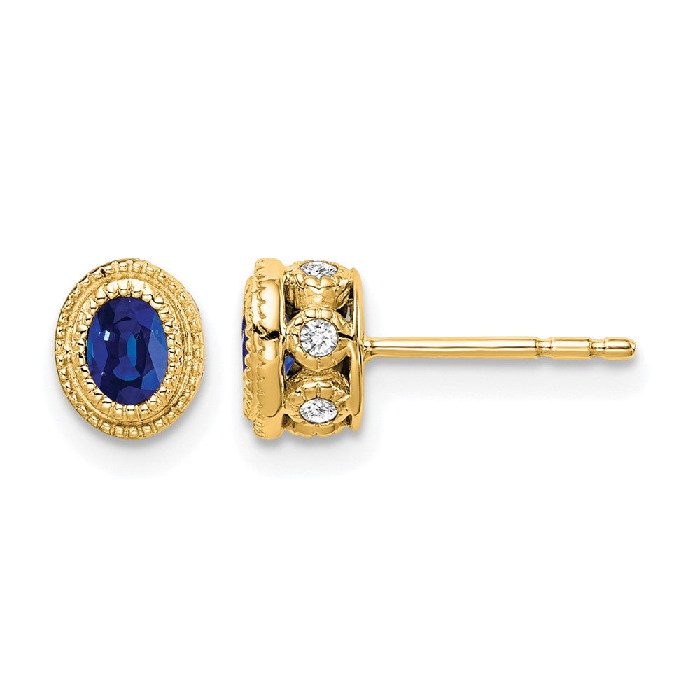 14K Gelbgold Ohrringe mit Saphir und echten Diamanten