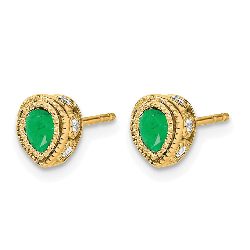 14K Gelbgold Ohrringe mit Smaragd und echten Diamanten