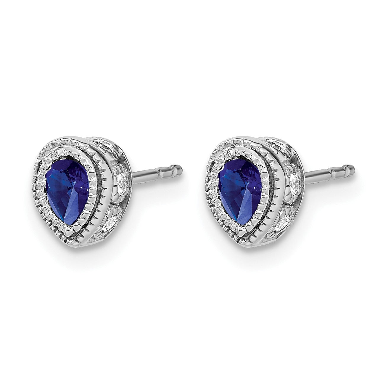 14K Weißgold Ohrringe mit Saphir und echtem Diamant