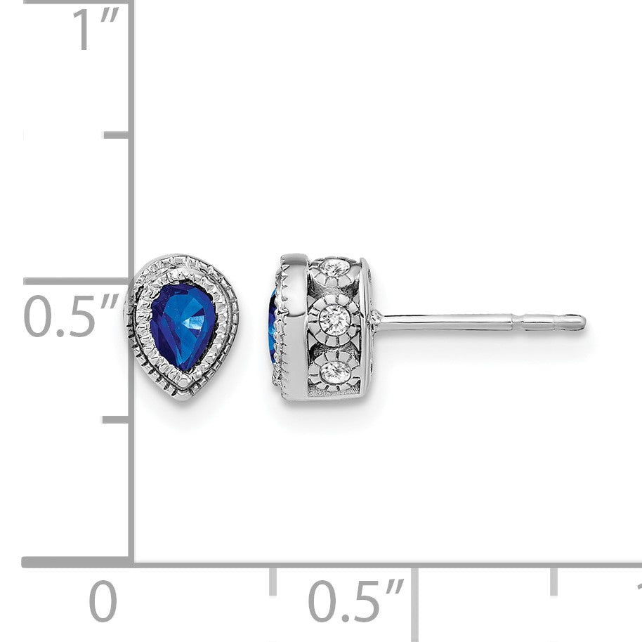 14K Weißgold Ohrringe mit Saphir und echtem Diamant