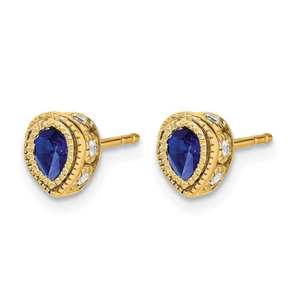 14K Gelbgold Ohrringe mit Saphir und echten Diamanten