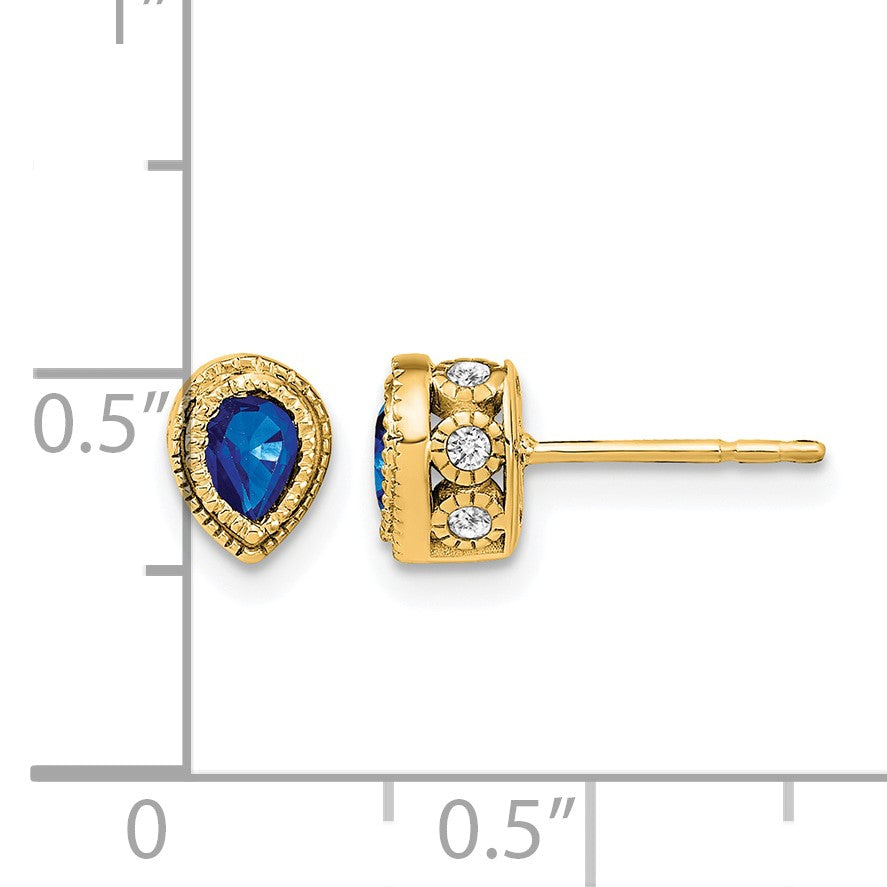 14K Gelbgold Ohrringe mit Saphir und echten Diamanten