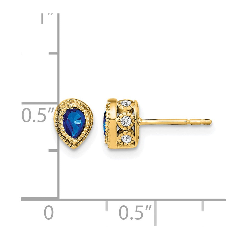 14K Gelbgold Ohrringe mit Saphir und echten Diamanten