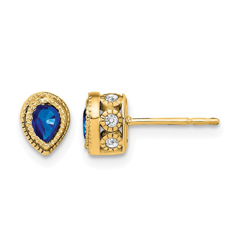 14K Gelbgold Ohrringe mit Saphir und echten Diamanten