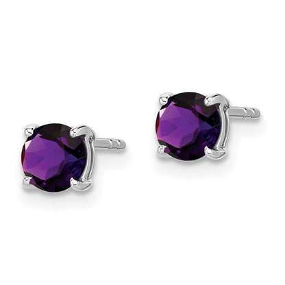 14K Weißgold Ohrringe mit rundem Amethyst