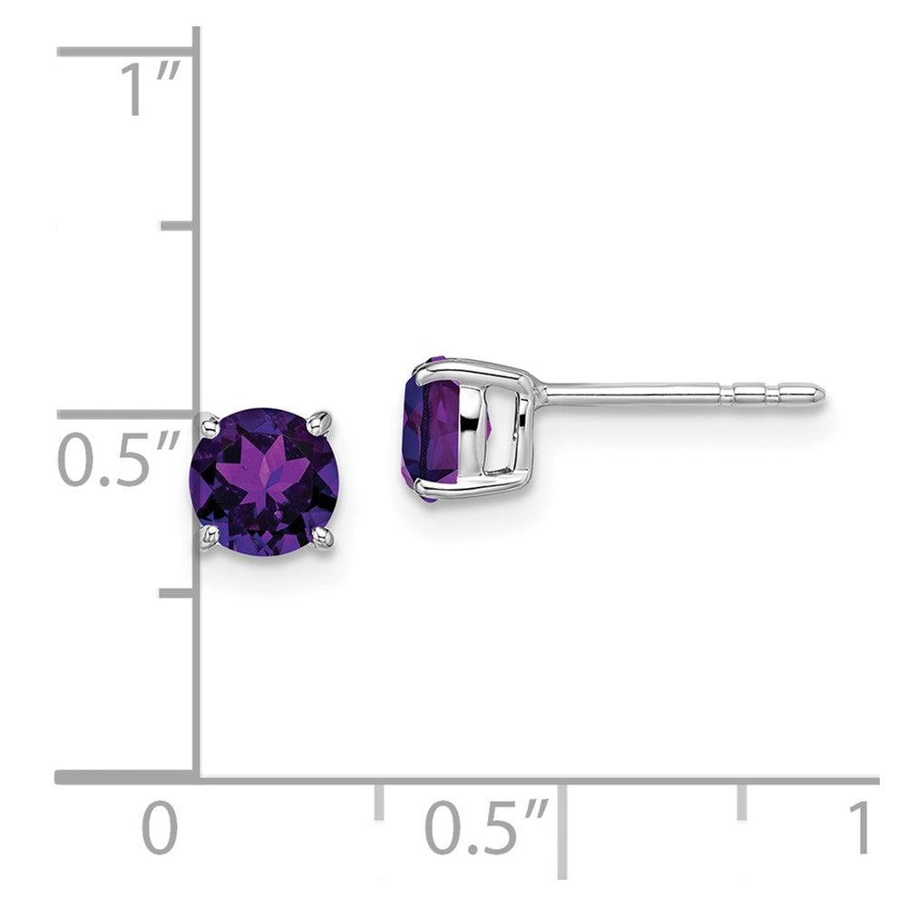 14K Weißgold Ohrringe mit rundem Amethyst