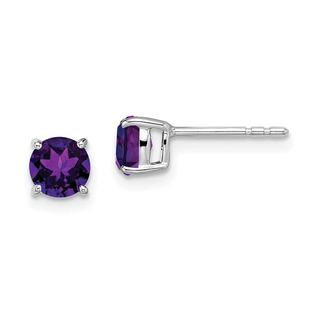 14K Weißgold Ohrringe mit rundem Amethyst