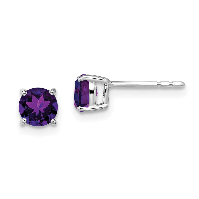 14K Weißgold Ohrringe mit rundem Amethyst
