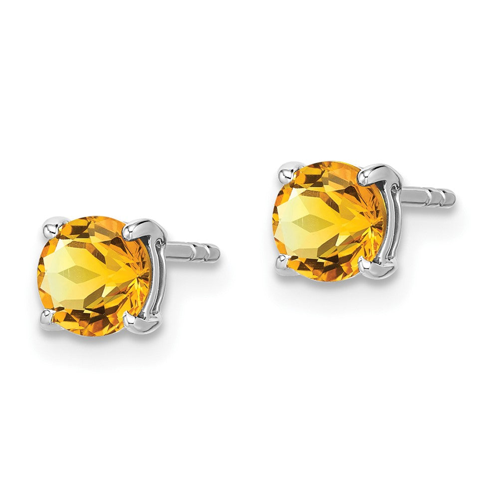 14K Weißgold Ohrringe mit rundem Citrin