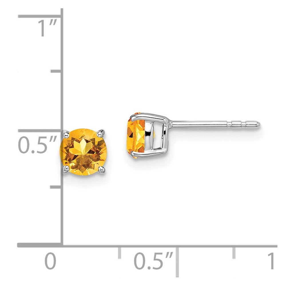 14K Weißgold Ohrringe mit rundem Citrin