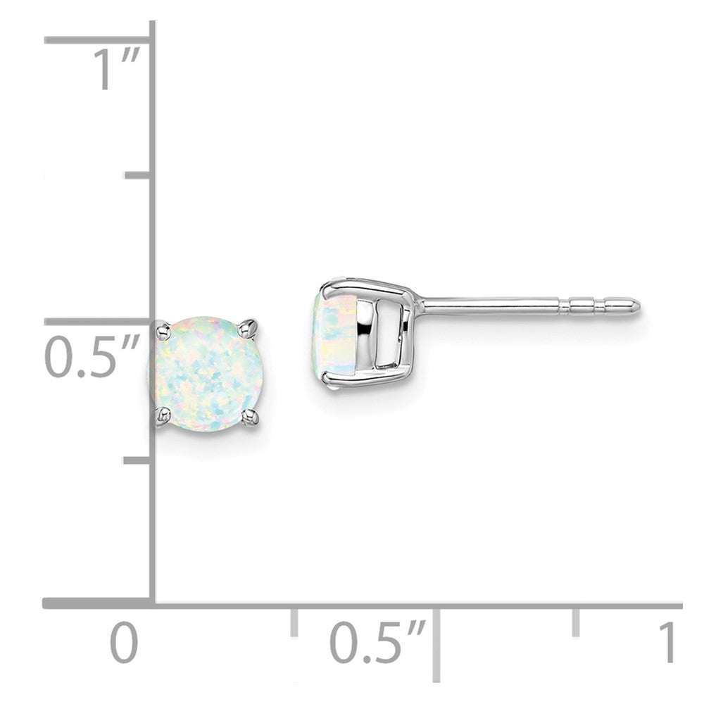 14K Weißgold Ohrringe mit rundem synthetischem Opal