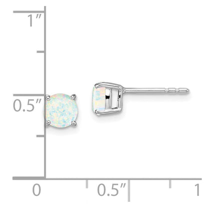 14K Weißgold Ohrringe mit rundem synthetischem Opal