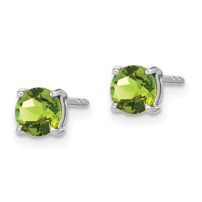Peridot-Ohrringe rund, 14K Weißgold