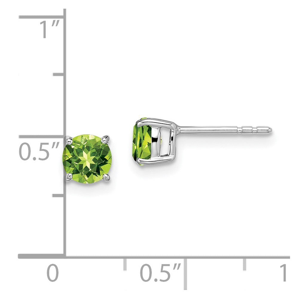 Peridot-Ohrringe rund, 14K Weißgold