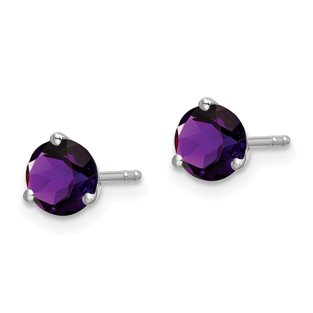 14K Weißgold Ohrringe mit rundem Amethyst