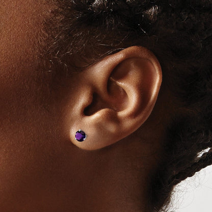 14K Weißgold Ohrringe mit rundem Amethyst