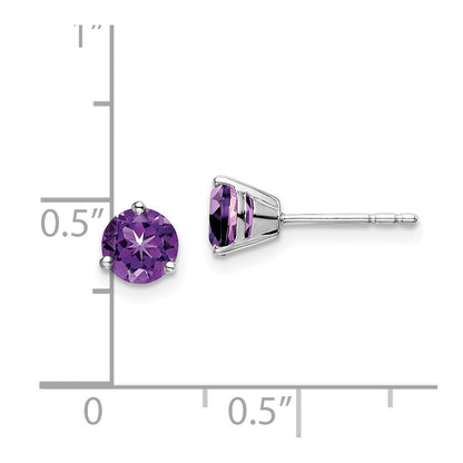 14K Weißgold Ohrringe mit rundem Amethyst