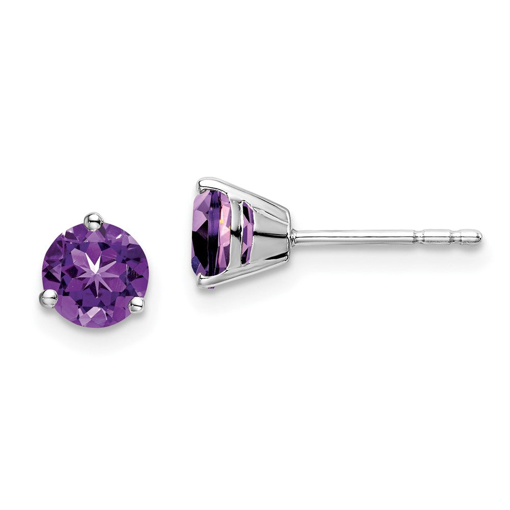 14K Weißgold Ohrringe mit rundem Amethyst