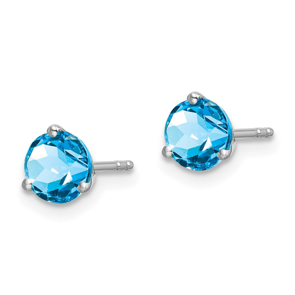 14K Weißgold Ohrringe mit rundem Blautopas