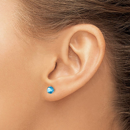14K Weißgold Ohrringe mit rundem Blautopas