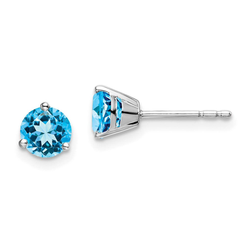 14K Weißgold Ohrringe mit rundem Blautopas