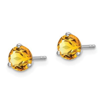 14K Weißgold Ohrringe mit rundem Citrin