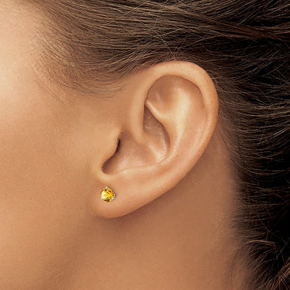 14K Weißgold Ohrringe mit rundem Citrin