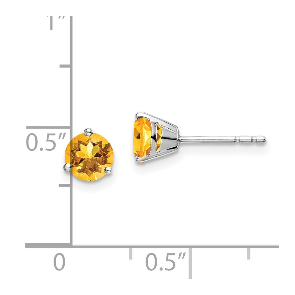 14K Weißgold Ohrringe mit rundem Citrin