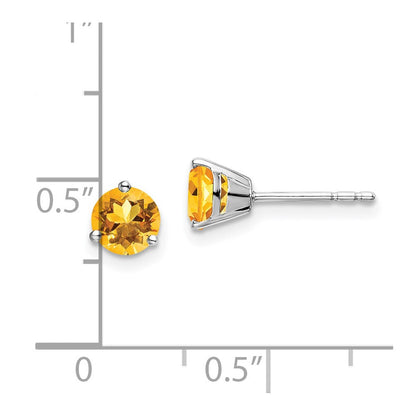 14K Weißgold Ohrringe mit rundem Citrin