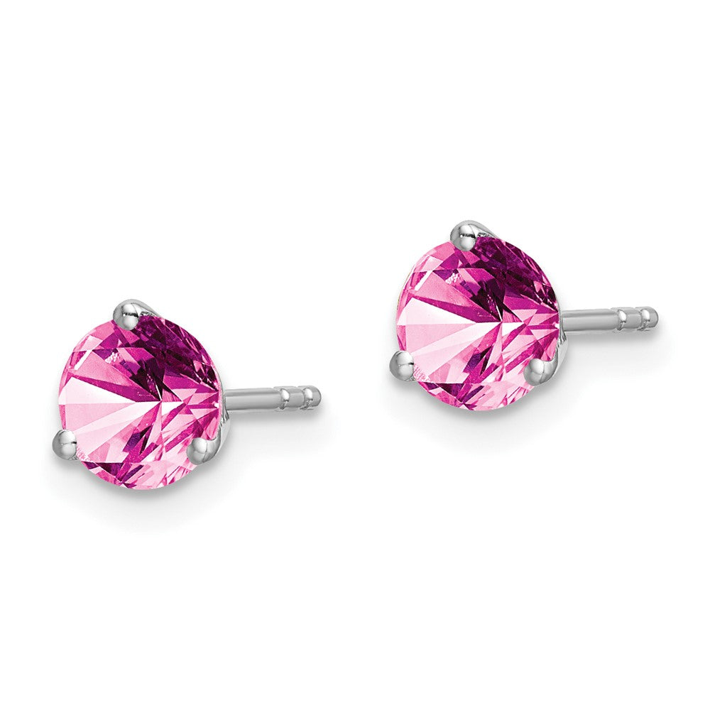 14K Weißgold Ohrringe mit rundem, gezüchtetem rosa Saphir