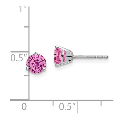 14K Weißgold Ohrringe mit rundem, gezüchtetem rosa Saphir