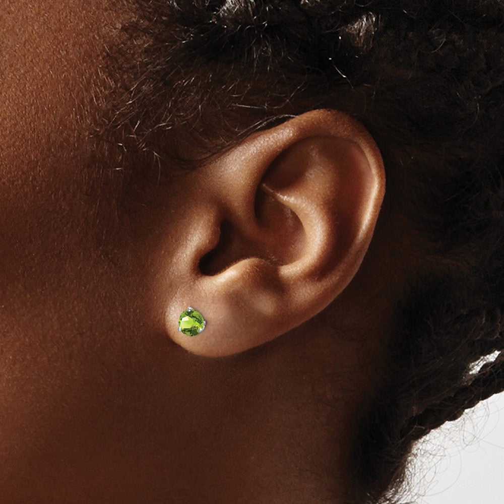 14K Weißgold Ohrringe mit rundem Peridot